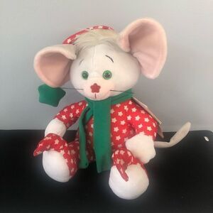 Commonwealth 1991 Plush Starwink White Mouse Star Pajamas Jingle Bells